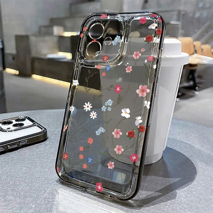 Phone Case Transparent Vintage Floral Soft Tpu