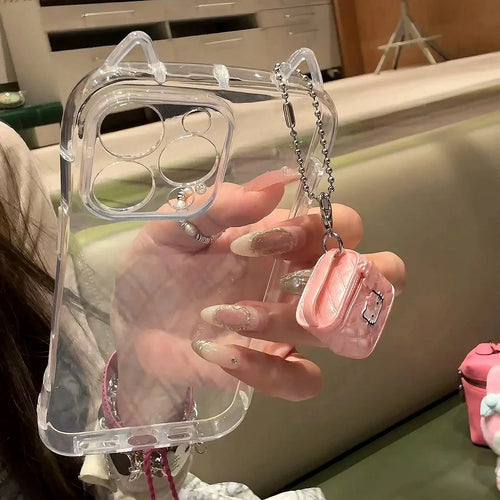 Cute Cat Ear Transparent CaseLuxury Transparent Phone Case