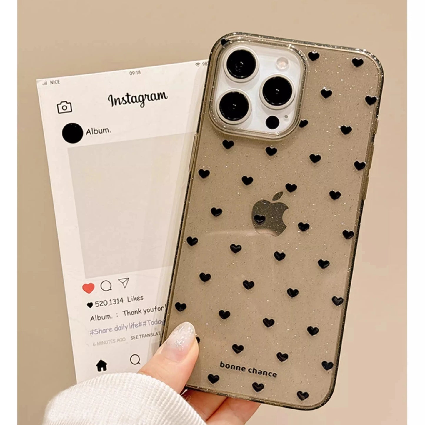 Cute Heart Lovely Polka Dot Love Glitter Phone Case
