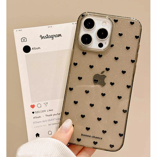 Cute Heart Lovely Polka Dot Love Glitter Phone Case