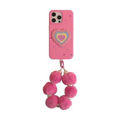 Rose Plush Love Heart TPU Phone Case