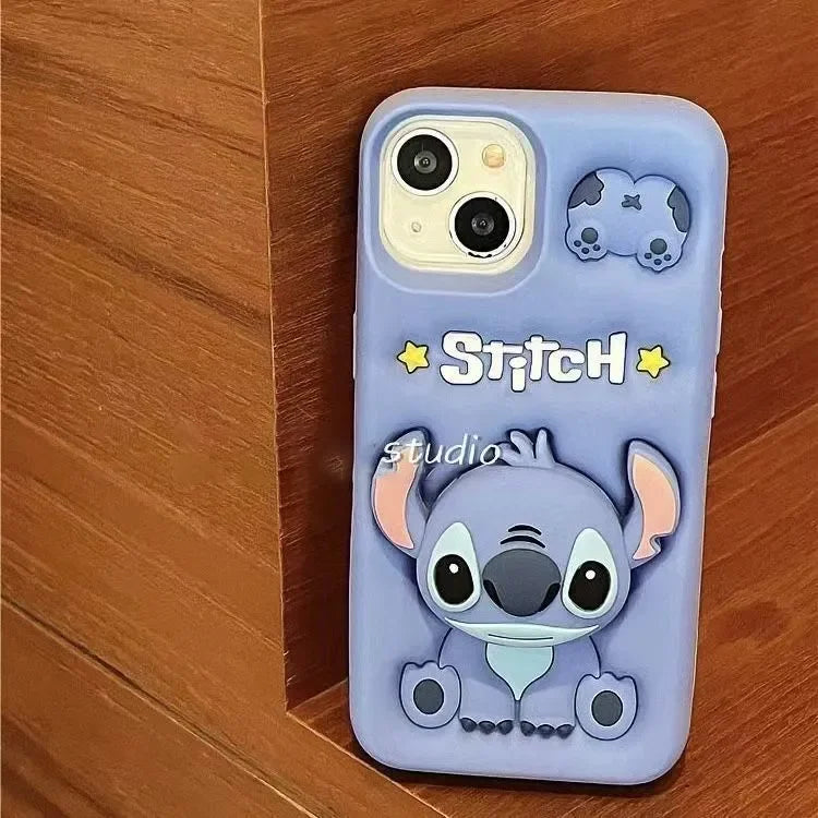 Cute Stitch Head Grip Tok Holder Silicon Soft Phone Case