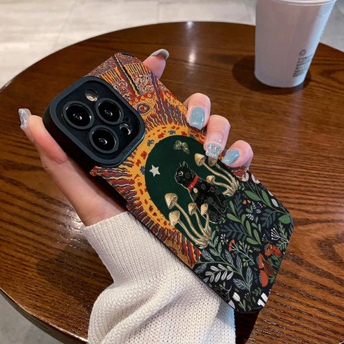 Fashion Mushroom Cat Silicone Leather Case