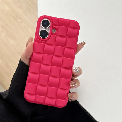 Personality Solid Color Matte Stereoscopic Weaving Pattern Shock Proof Phone Case