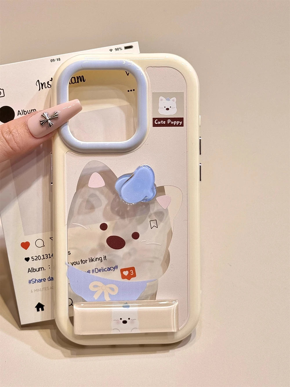 Cute Animal Fruits Series Rotating Stickers with Holder Phone Case