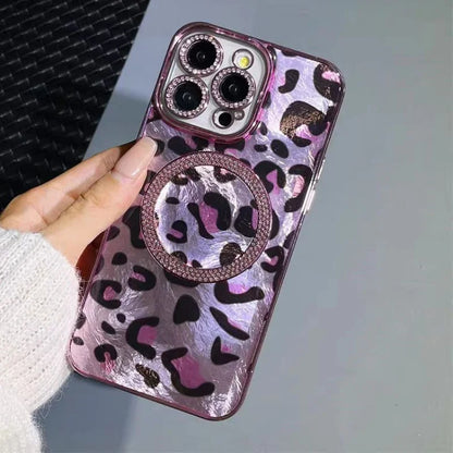 Laser Leopard Glitter Magnetic Phone Case