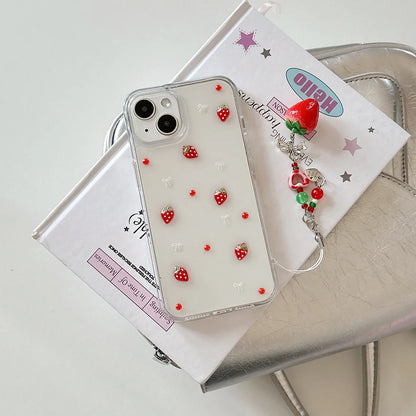 Cute 3D Strawberry Glitter Bling Phone Case