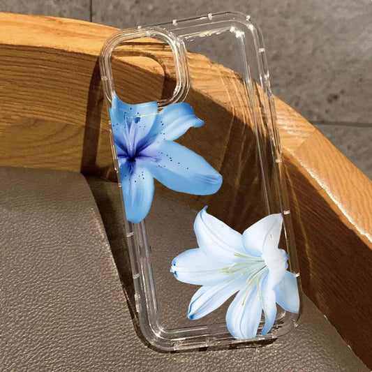 Flower Summer Blue Lily Clear Phone Case
