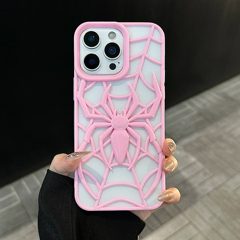 Pink Cool 3D Spider Hollow Dissipate Heat Phone Case