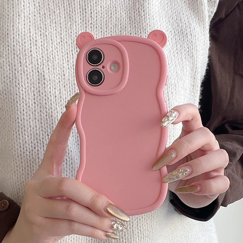 Fashion Cute Bear Ears Wave Side Phone Case
