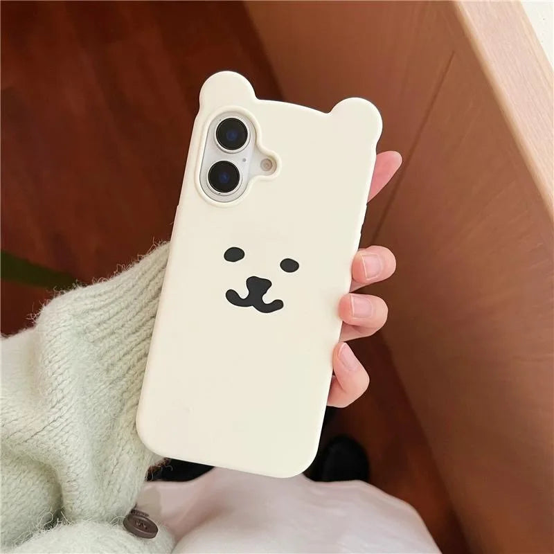 Kawaii Self Mocking Bear Concise Cartoon Soft Silicon Shockproof Phone Case