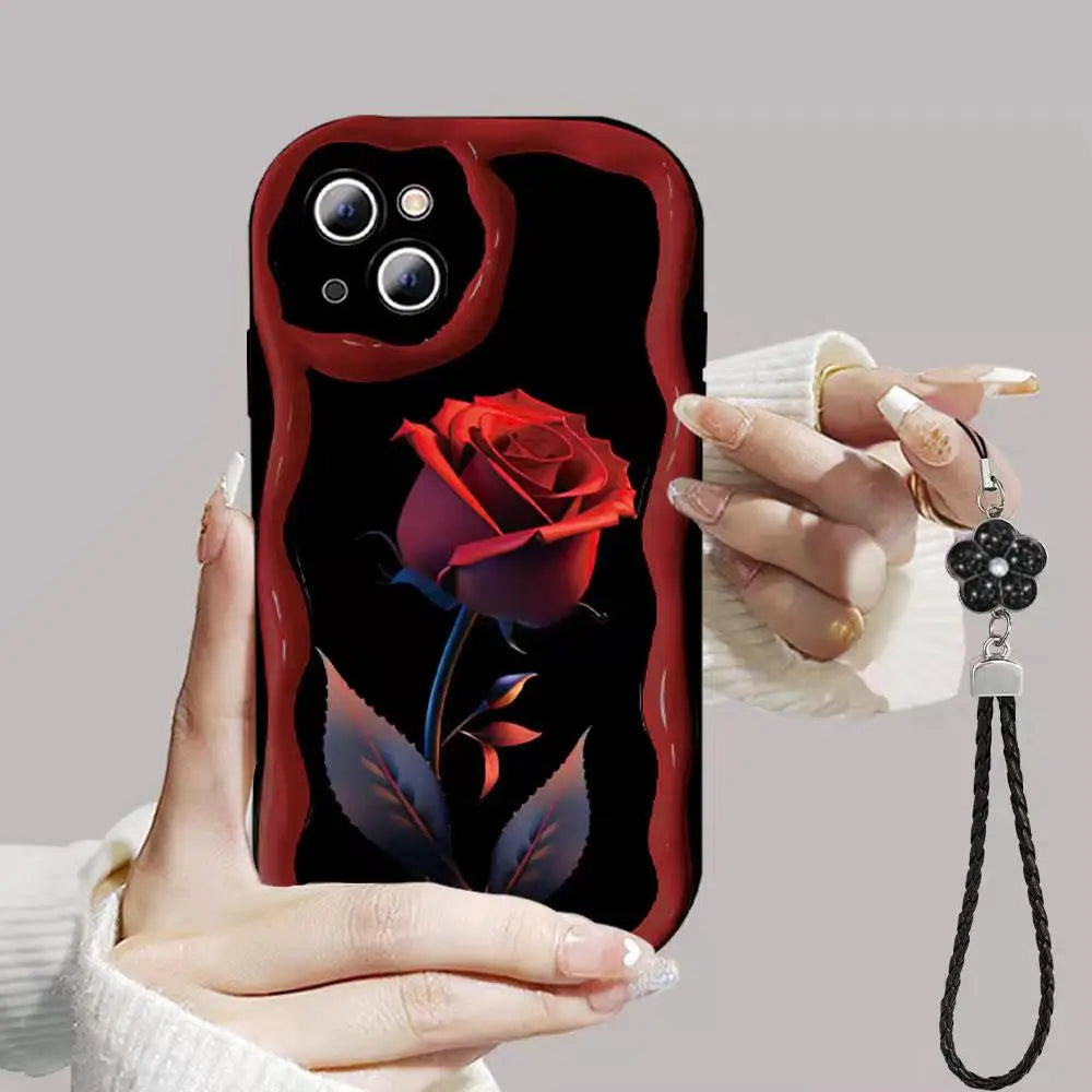 Flower Bracelet Chain With Wrist Strap Lanyard Phone Case