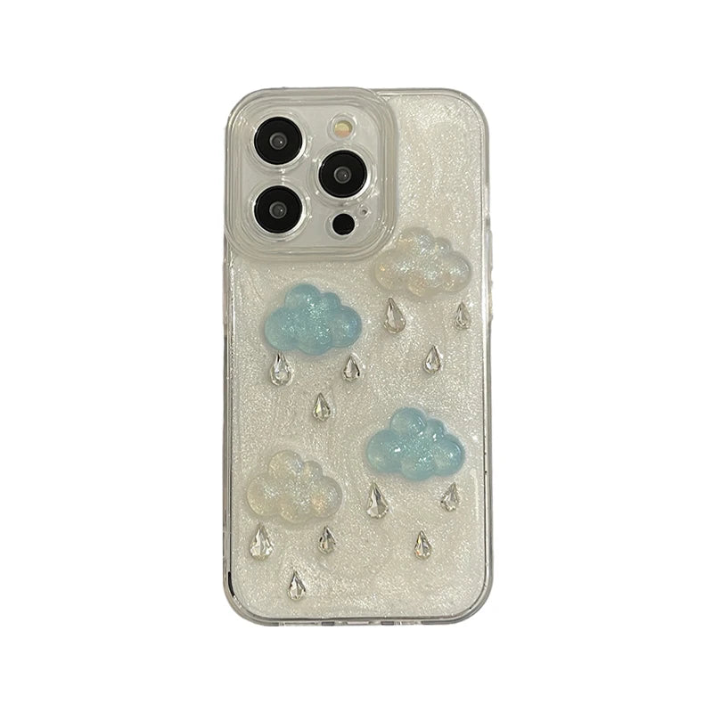 3D Clouds Raindrops Phone Case