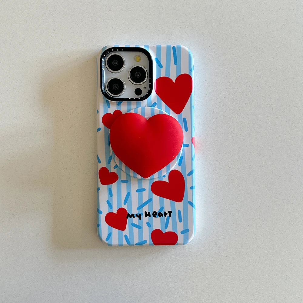3D Cute Heart Magnetic Silicone Phone Case