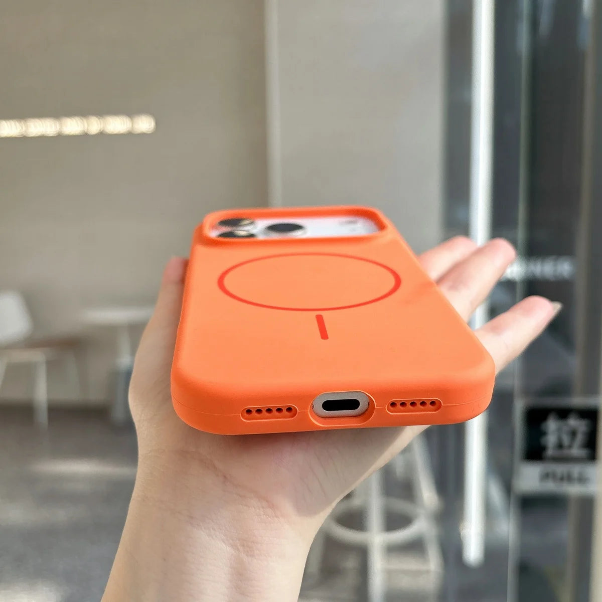 Official Orange Silicone Magnetic For Magsafe Phone Case