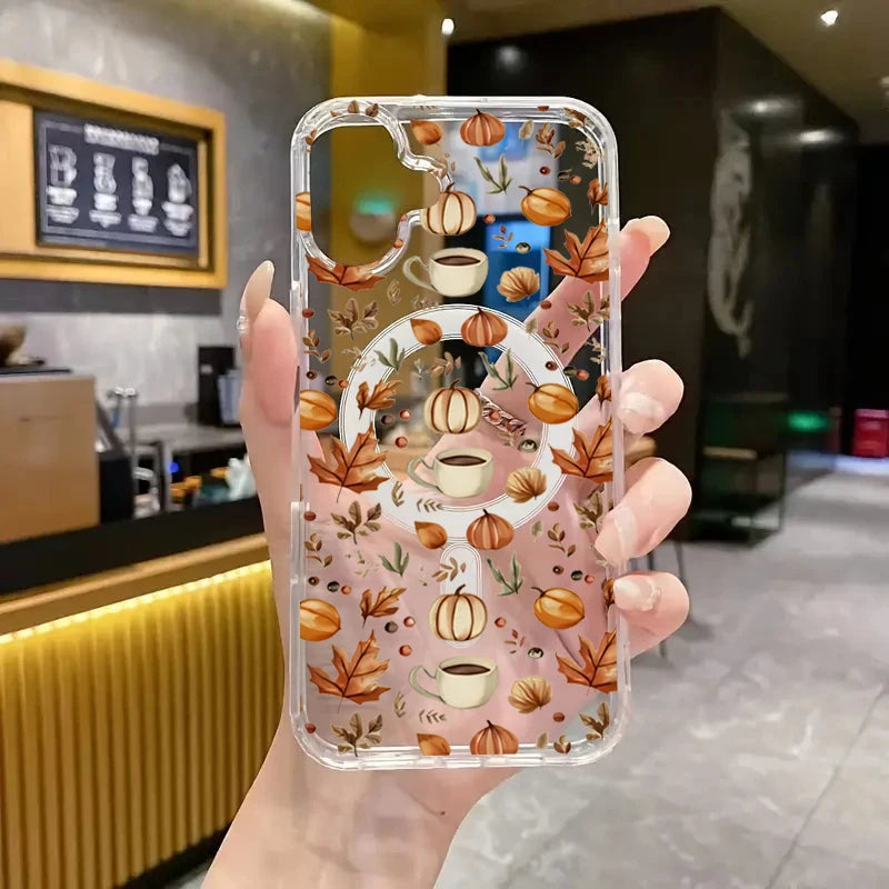 Pumpkin Autumn Leaves Coffee Phone Case