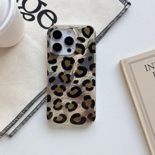 Fashion Black Leopard Print Pattern Glacier Texture Glossy Protective Phone Case