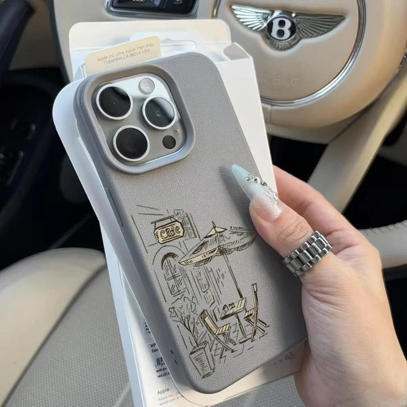 Phone Case Vintage Black Street Shop Design Non-slip Soft TPU Cover