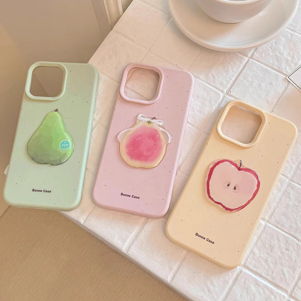 3D Cute Ins Fruit Apple Pear Guava Phone Case