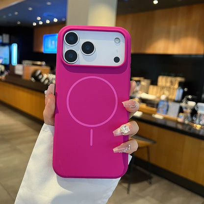 For Magsafe Magnetic Wireless Charging Luxury Solid Color Liquid Silicone Phone Case