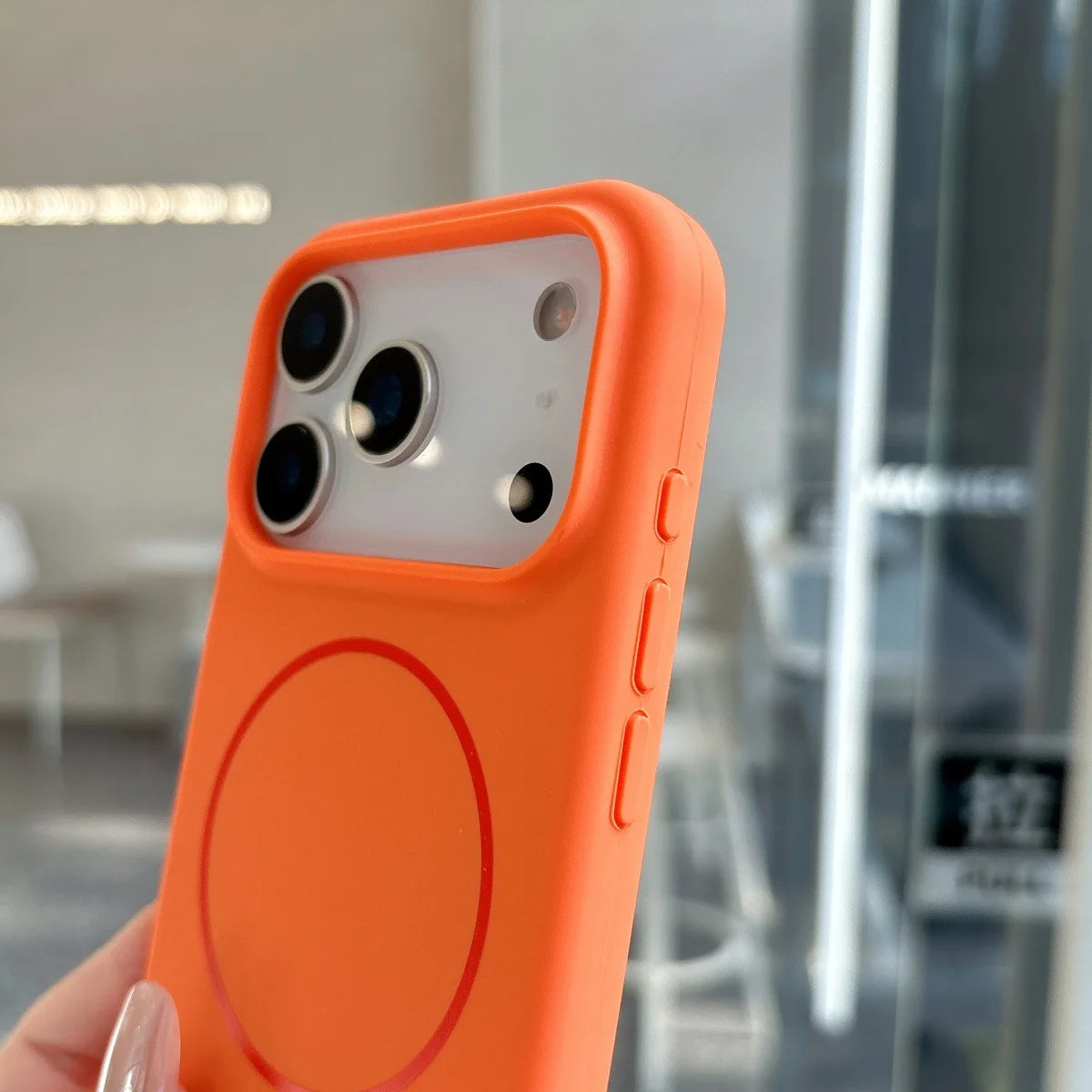 Official Orange Silicone Magnetic For Magsafe Phone Case New