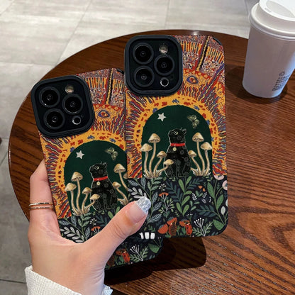 Fashion Mushroom Cat Silicone Leather Case