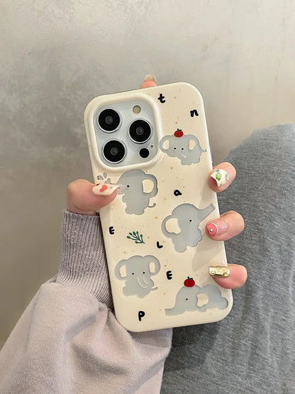 Cartoon Cute Hollow Out Elephant IMD Phone Case
