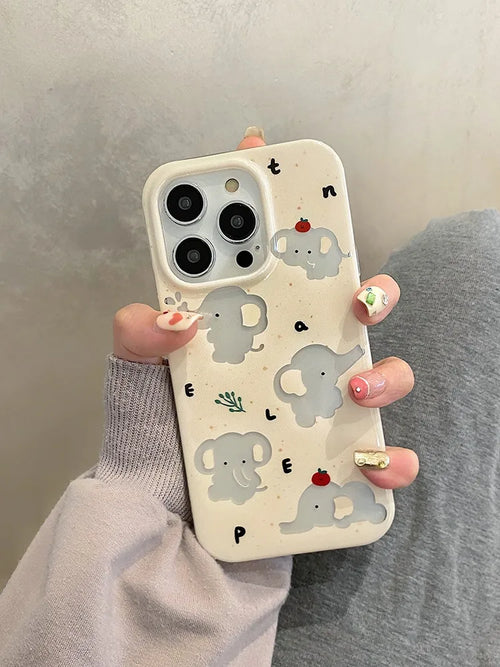 Cartoon Cute Hollow Out Elephant IMD Phone Case
