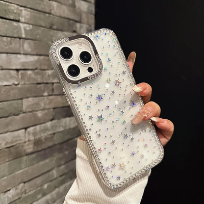 Fashion Bling Glitter Diamond Star Transparent TPU Phone Case