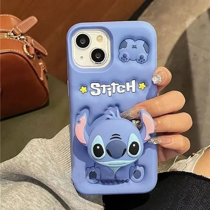 Cute Stitch Head Grip Tok Holder Silicon Soft Phone Case