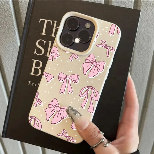 Pink Bow Lichee Pattern Phone Case