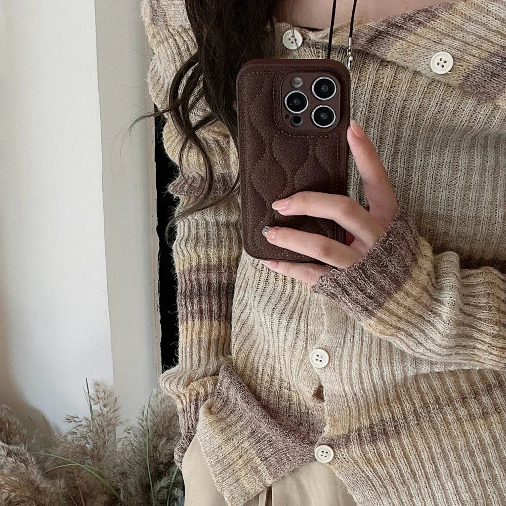 Retro Brown Water Ripple The Puffer Shockproof Protective Phone Case