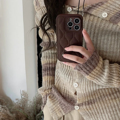 Retro Brown Water Ripple The Puffer Shockproof Protective Phone Case