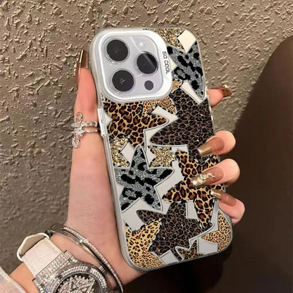 Material Phone Case Black Leopard Print Star Cover
