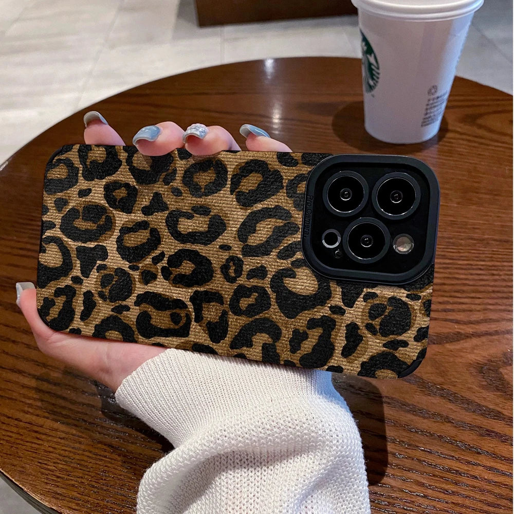 Fashion Gold Leopard Silicone Leather Case