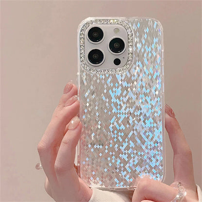 Luxury Laser Silver Glitter Diamonds Camera Phone Case