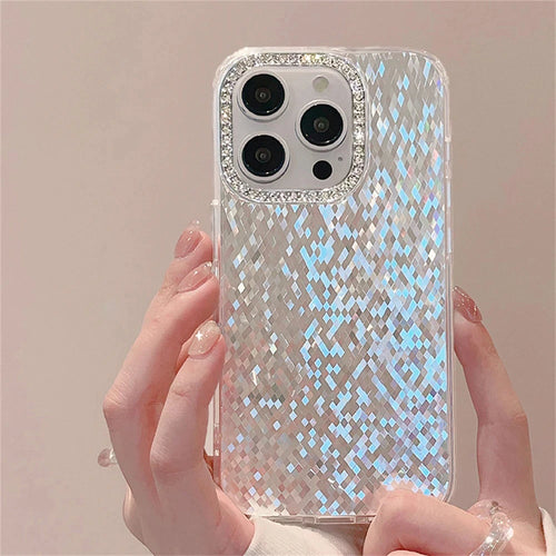 Luxury Laser Silver Glitter Diamonds Camera Phone Case