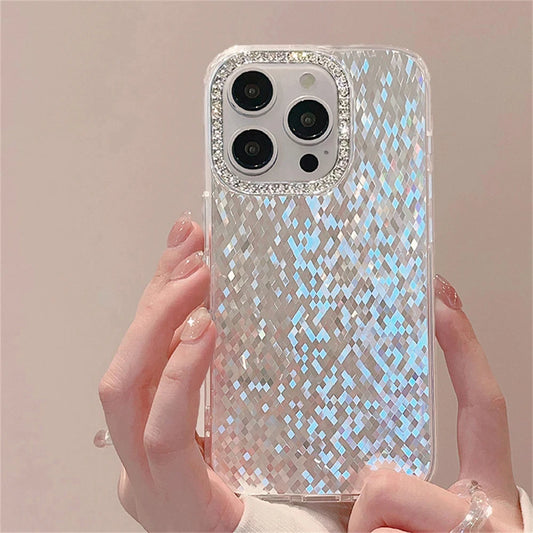 Luxury Laser Silver Glitter Diamonds Camera Phone Case