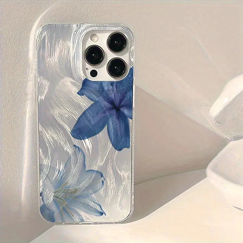 Two Lily Flower Pattern Transparent Edge Phone Case