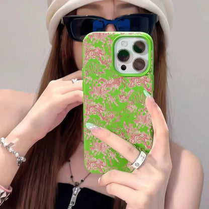 Pink Floral Lichee Pattern Silicone Phone Case