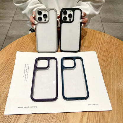 Luxury Matte Black Shockproof TPU Frame Clear Armor Phone Case