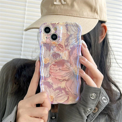 Laser Flowers Glitter Soft Silicone iPhone Case