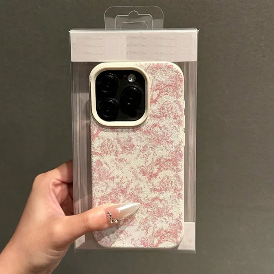 Pink Floral Lichee Pattern Silicone Phone Case