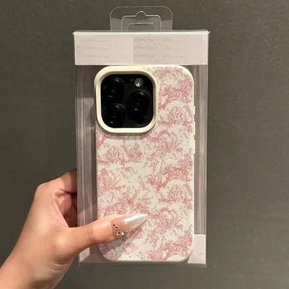 Pink Floral Lichee Pattern Silicone Phone Case