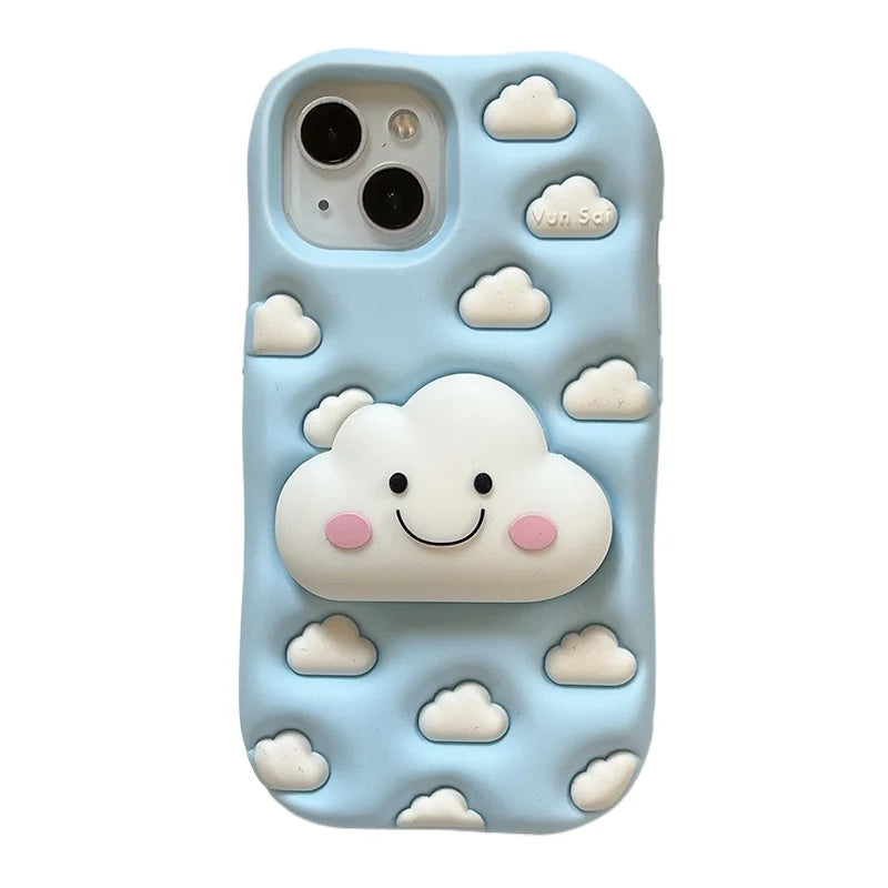 Cartoon Cute 3D Cloud Folding Stand Holder Phone Case