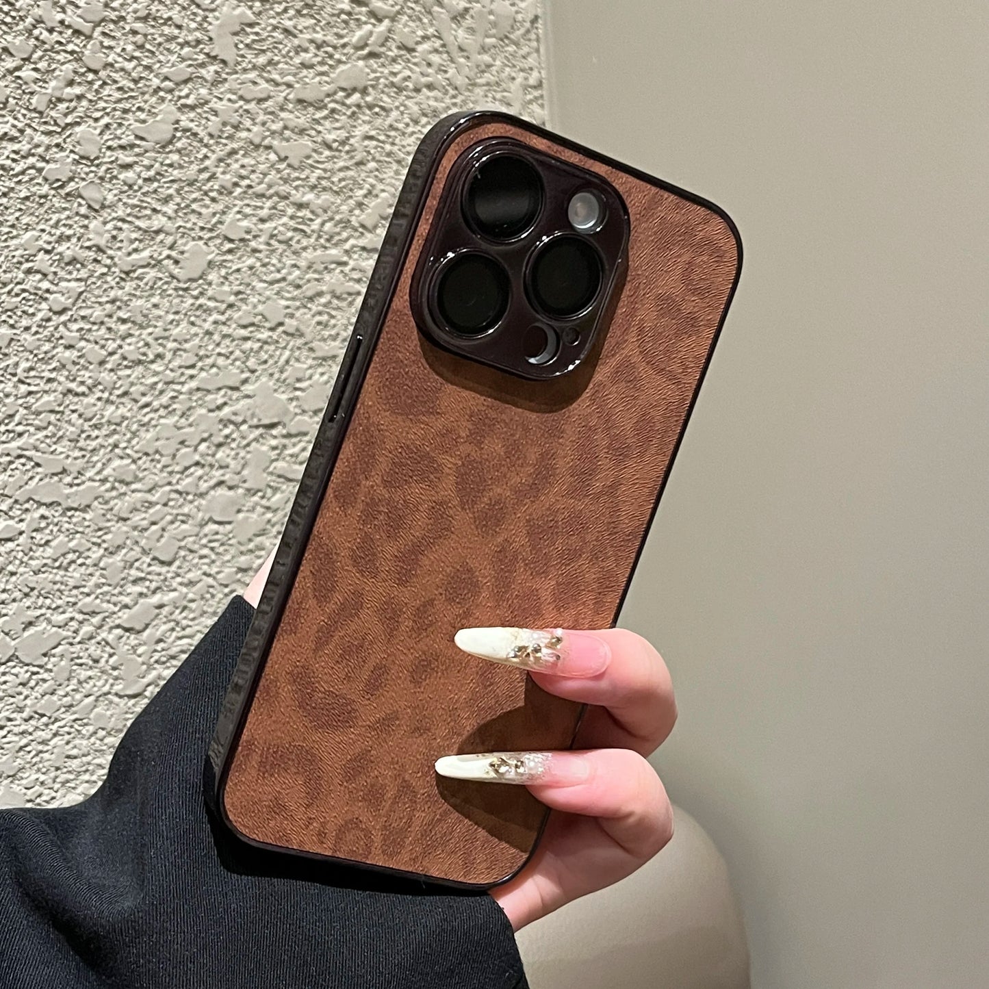 Luxury Plating Leopard Texture Leather Phone Case