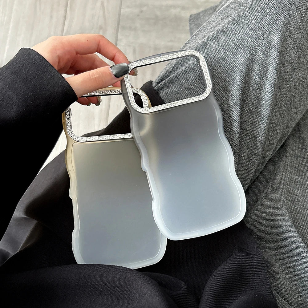 Simple Gradient Color Wave Edge Clear Phone Case