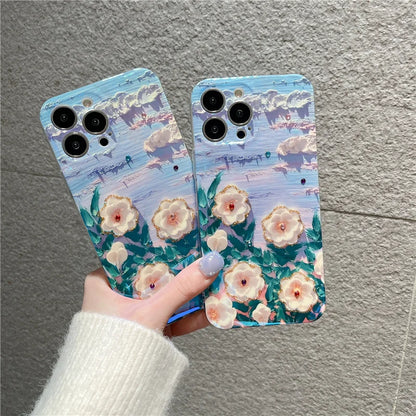 Camellia Flowers Glitter iPhone Case