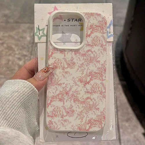 Pink Floral Lichee Pattern Silicone Phone Case