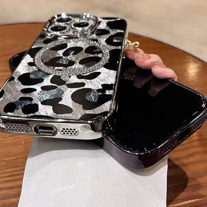 Laser Leopard Glitter Magnetic Phone Case